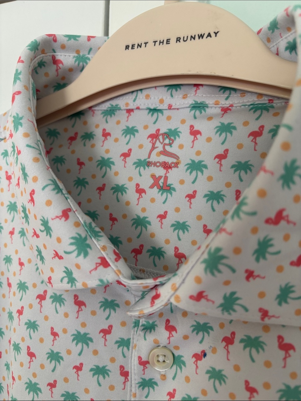 Rhoback Men’s Polo - Palm Tree Flamingo Print